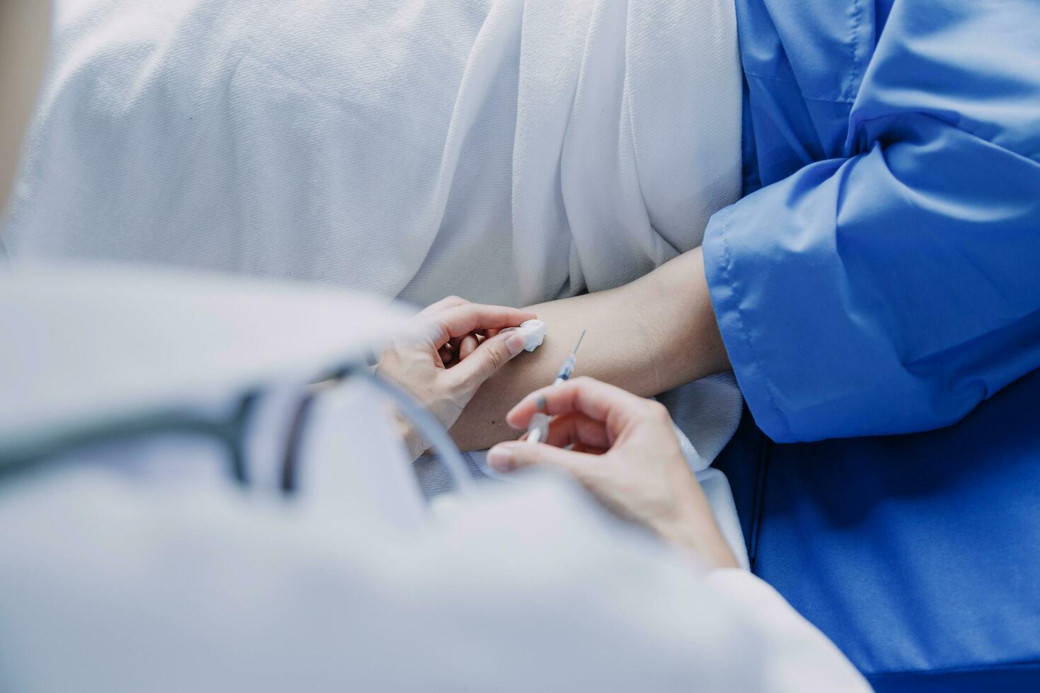 Male patient having consultation with doctor or psychiatrist who working on diagnostic examination on men's health disease or mental illness in medical clinic or hospital mental health service center photo