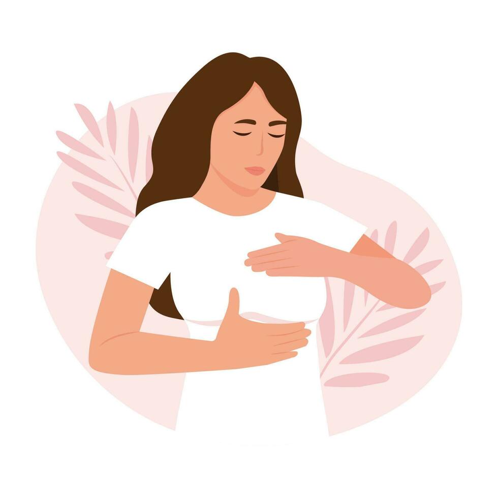 Young Woman Doing Breast Self-examination. Vector Illustration Stock Vector  - Illustration of disease, illness: 186275656