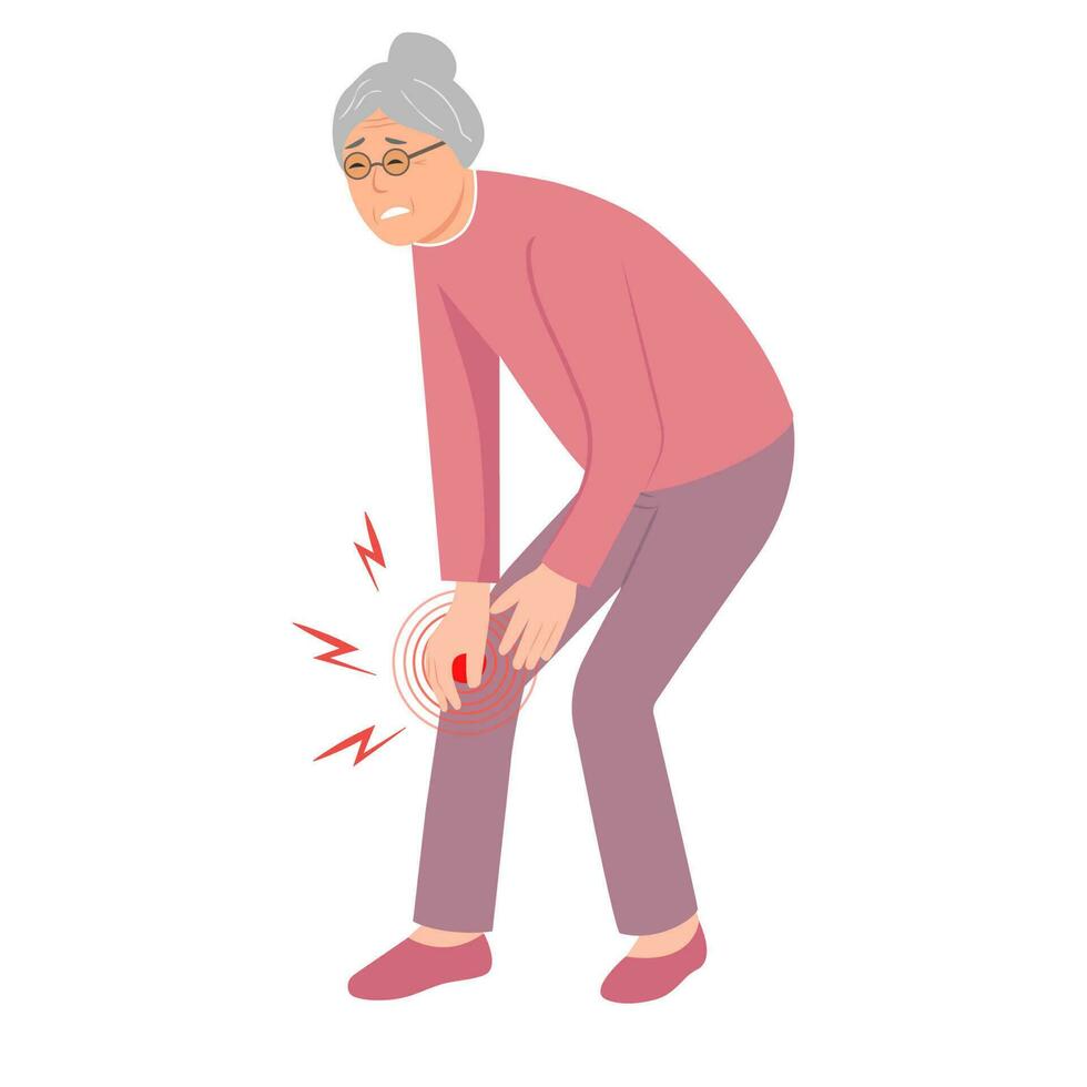 Elderly person with knee pain or injury. vector