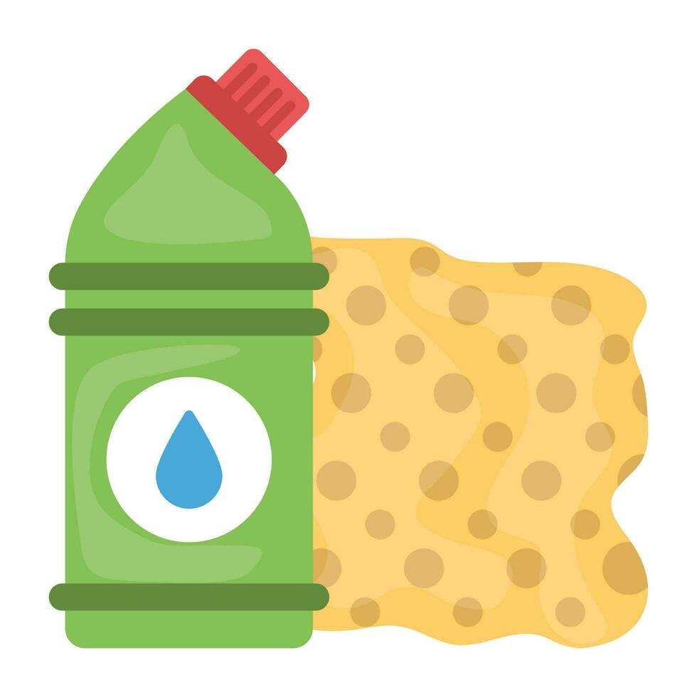 Bottle with droplet design and a little tiled from head, having plastic cap, this is liquid detergent graphic vector