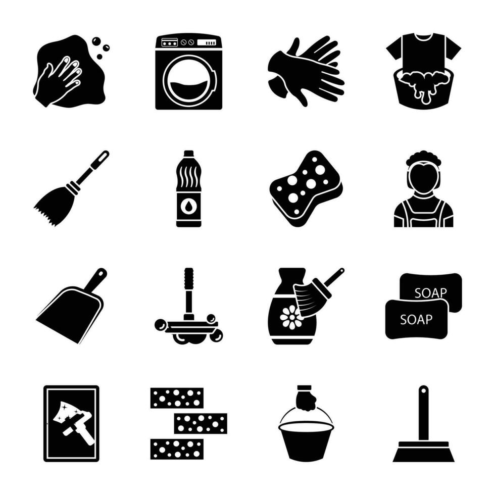 Cleaning and Maid Icons vector