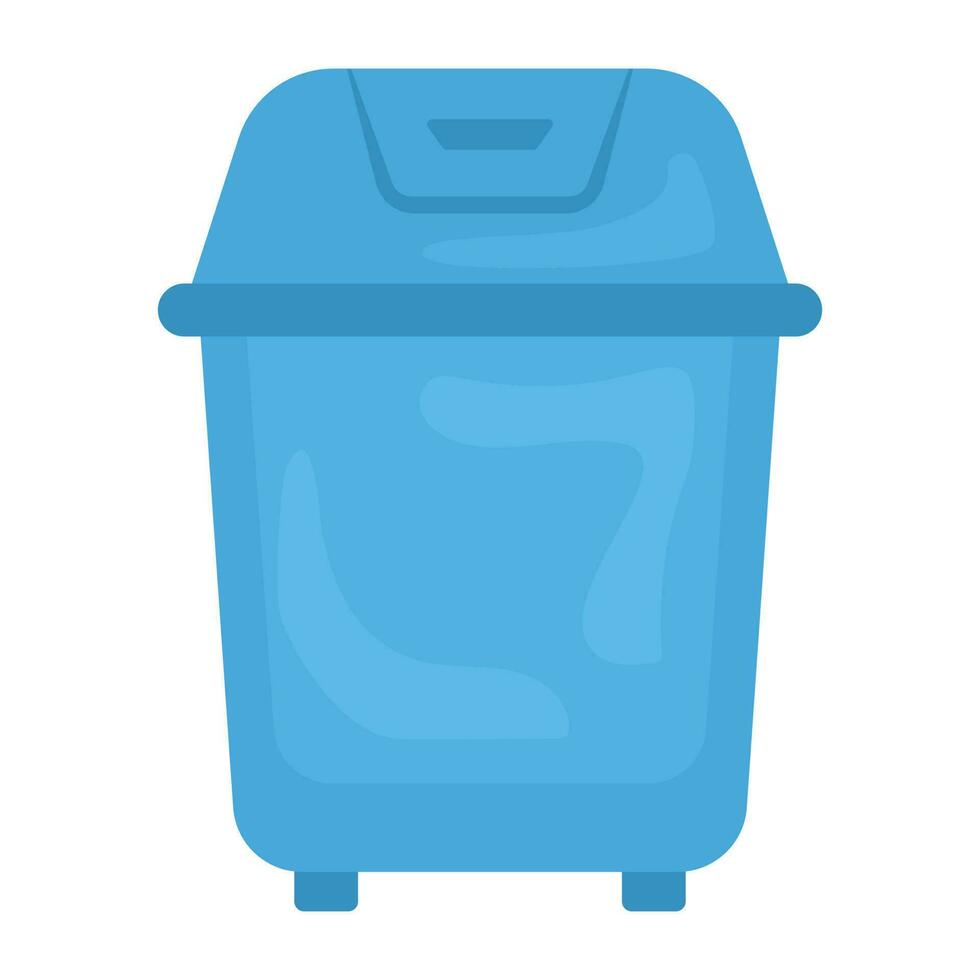 Plastic bin with attached moveable lid showcasing dustbin icon vector