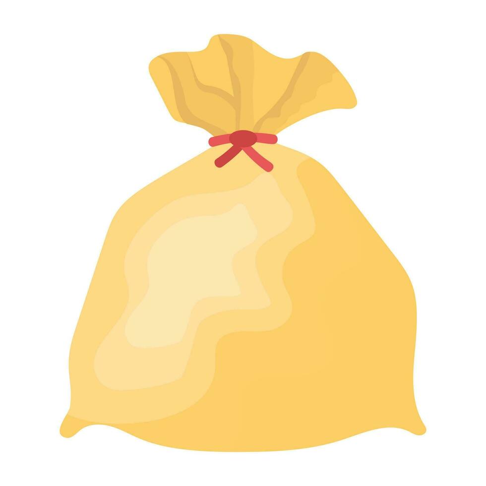 A bloated sack tied from the mouth offering trash sack graphic vector