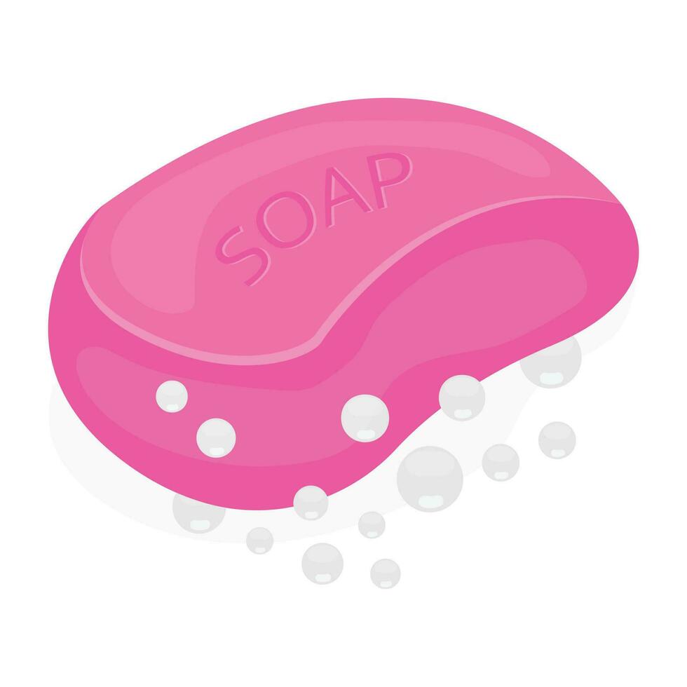 An icon showing blocks with soap written over them and some bubbles denoting soap bars icon vector