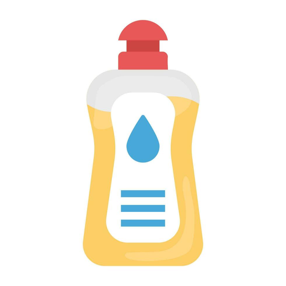 Bottle with droplet design and a little tiled from head, having plastic cap, this is liquid detergent graphic vector