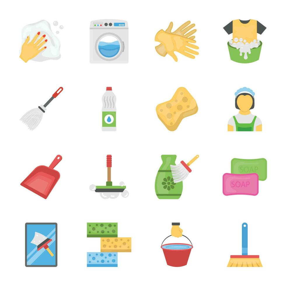 Cleaning and Maid Icons vector