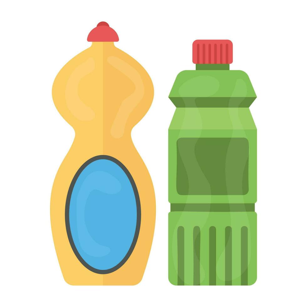 Bottle with droplet design and a little tiled from head, having plastic cap, this is liquid detergent graphic vector