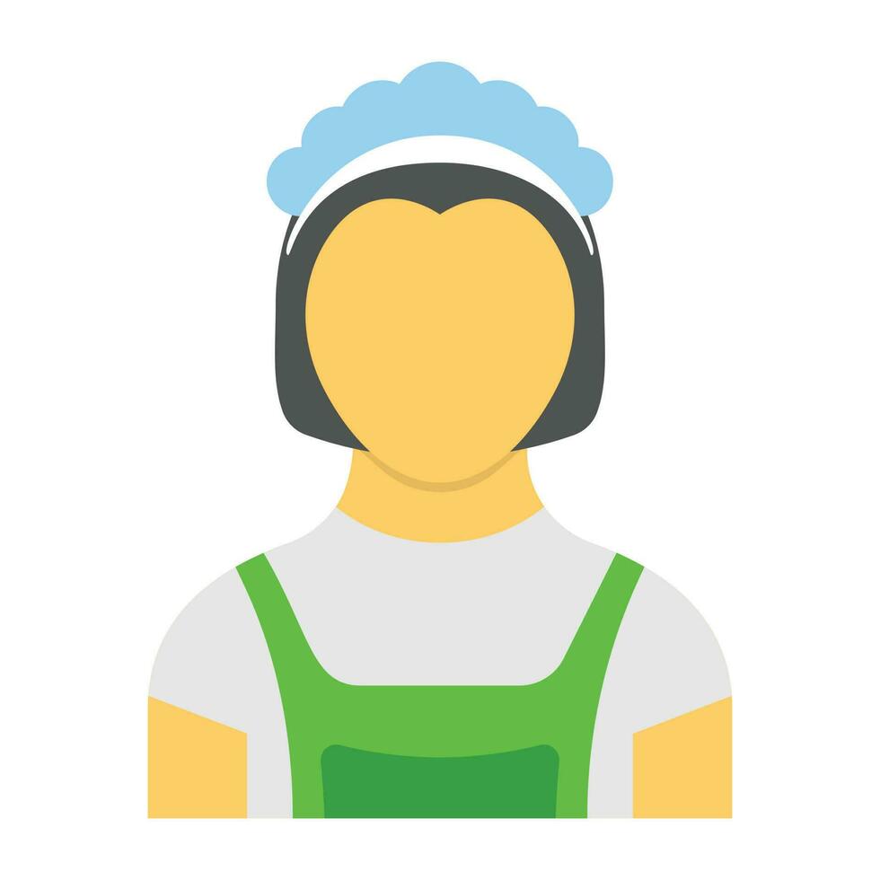 Lady avatar wearing uniform of a maid making housekeeping notion vector