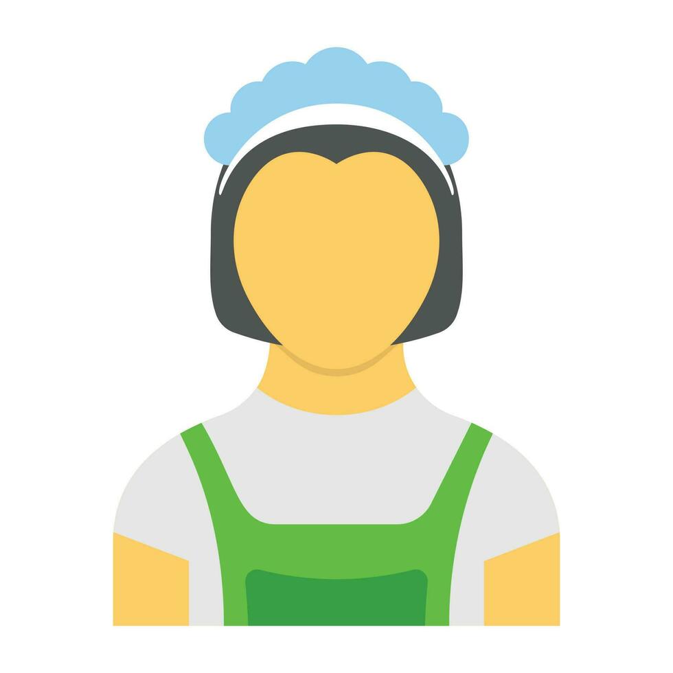 dama avatar vistiendo uniforme de un mucama haciendo limpieza interna noción vector