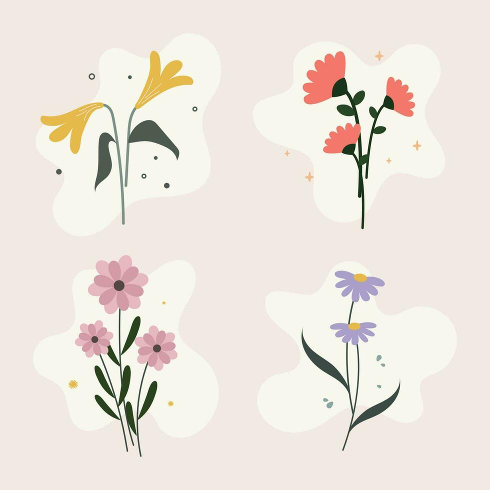 flat design vector flower floral aesthetic