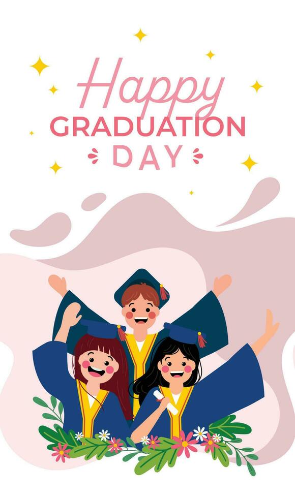 flat cute girl design vector back to school or happy graduation day