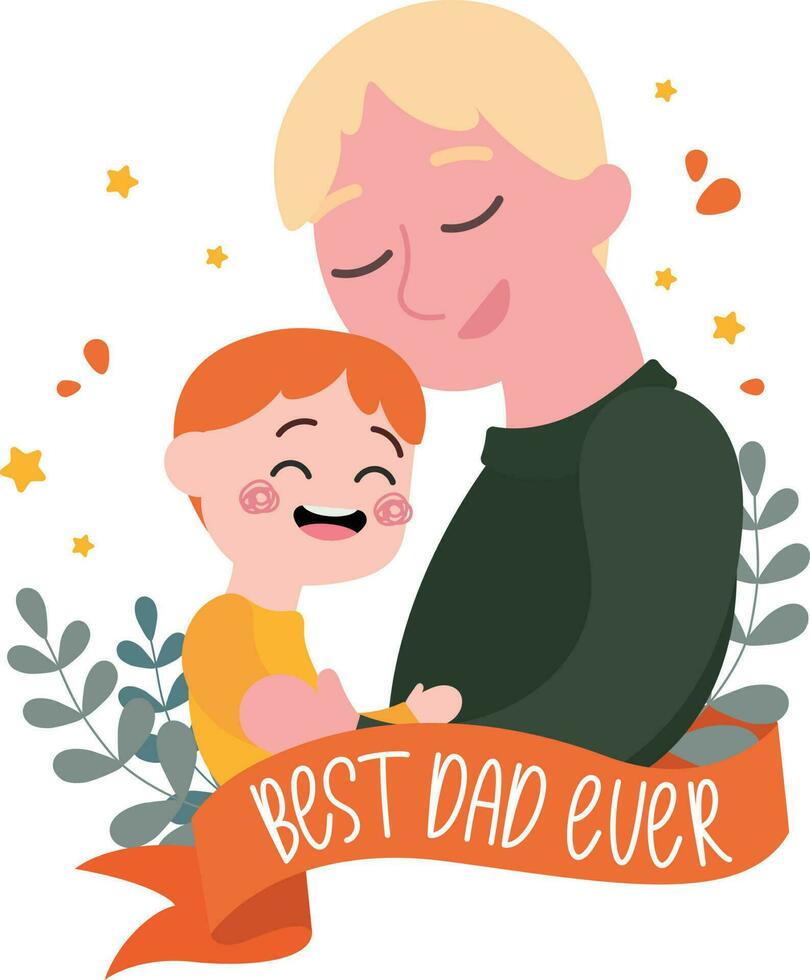 flat design vector happy fathers day best dad ever daddy daughter