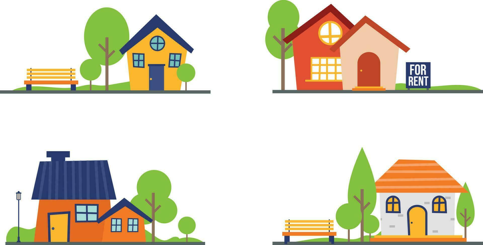 flat design vector house building property