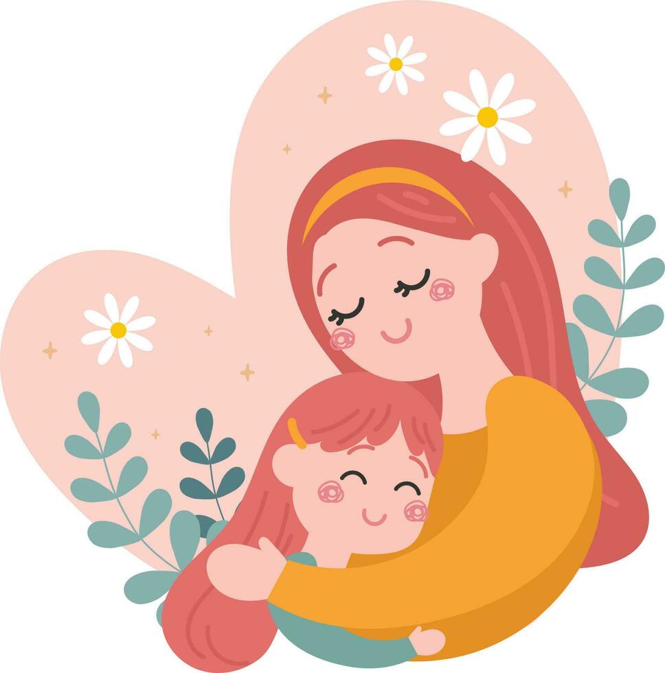 flat cute flower floral mothers day design vector