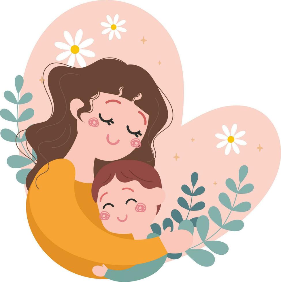 flat cute flower floral mothers day design vector