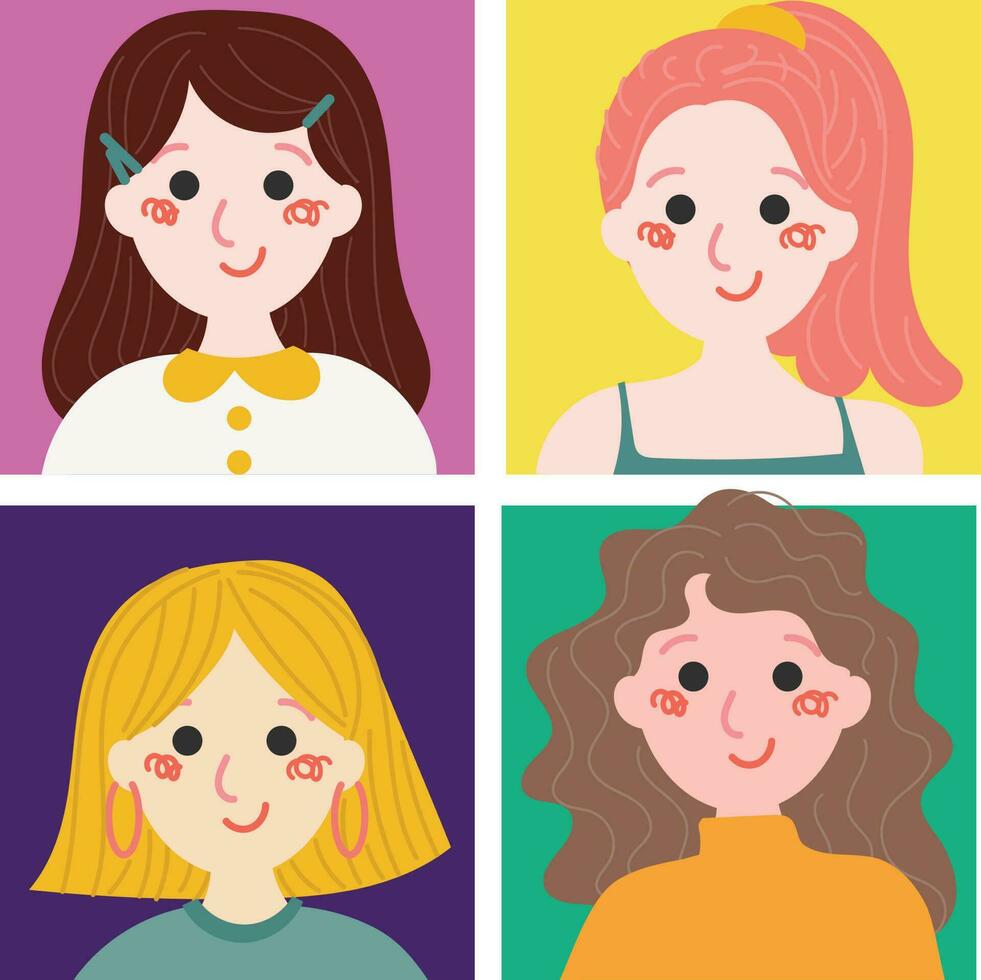 flat cute fun colorful woman teen girl design vector 24120767 Vector ...