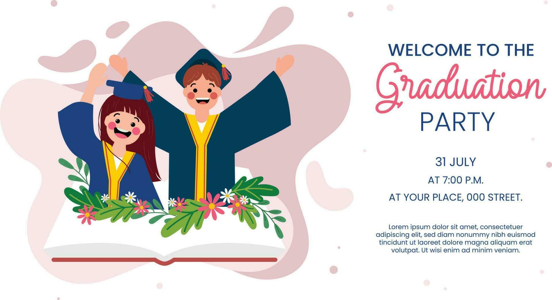 flat cute girl design vector back to school or happy graduation day