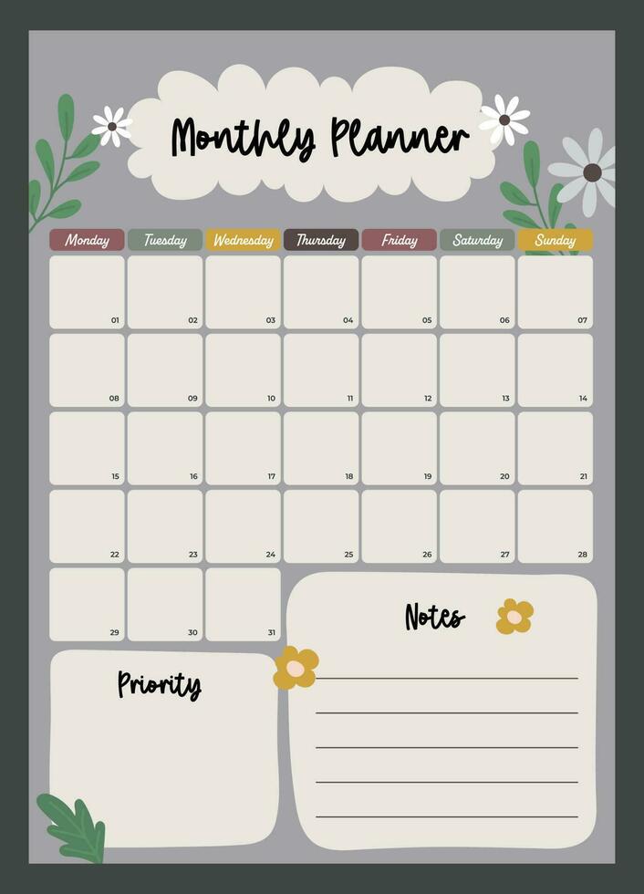 flat design vector bullet journal weekly monthly planner 24120774