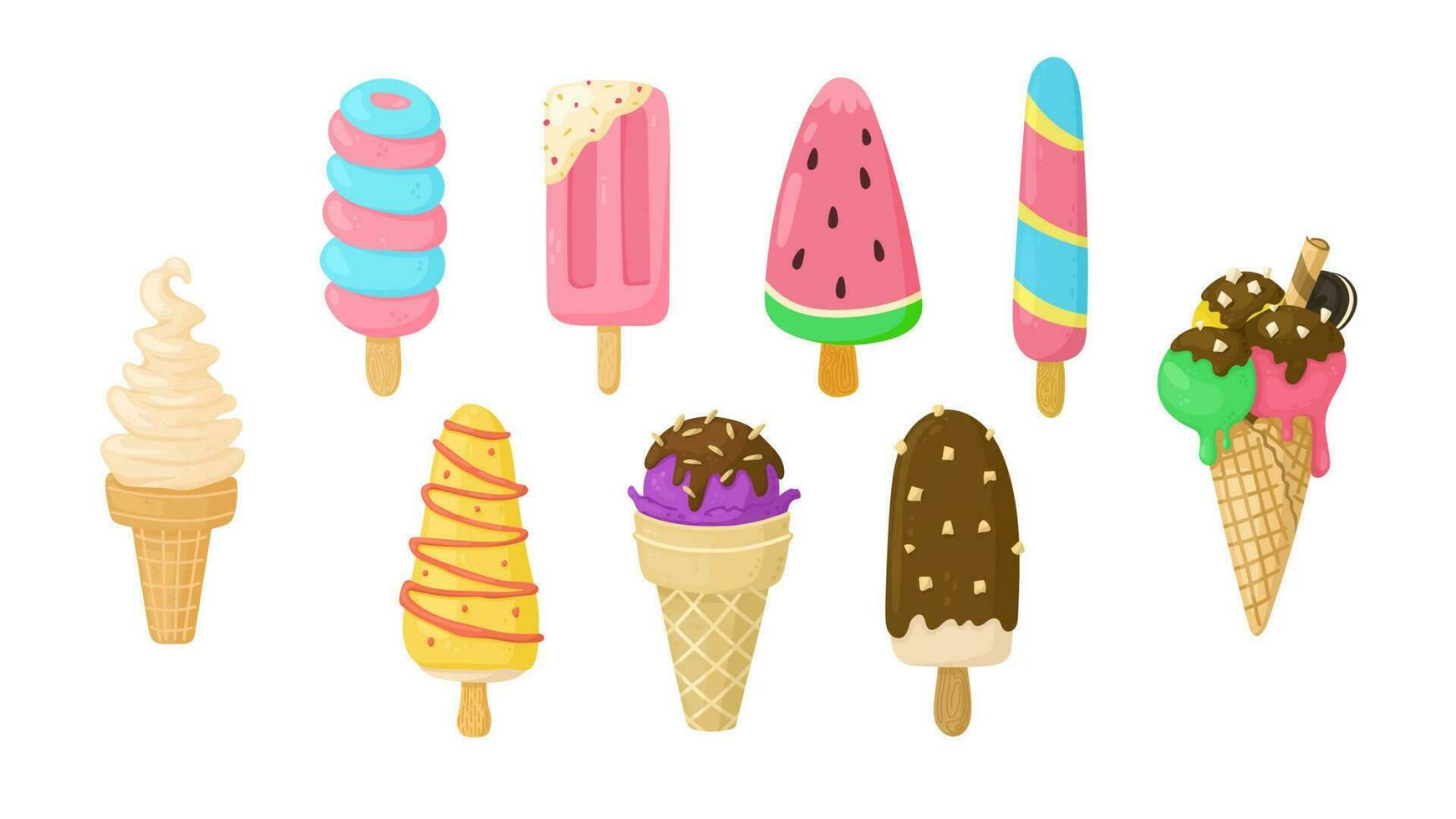 Ice-creams  illustrations. Vector set.