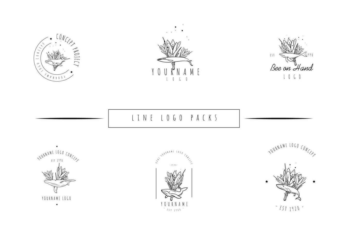 Handdrawn Minimlist Flower Logo Pack vector