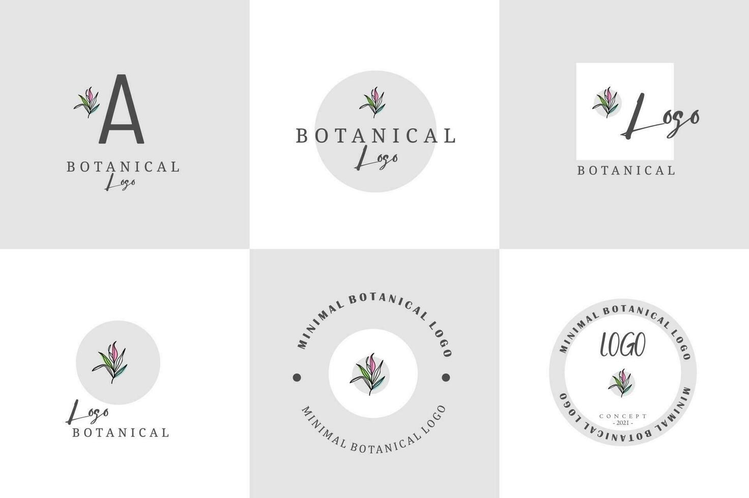 línea Arte minimalista flor logo paquete vector