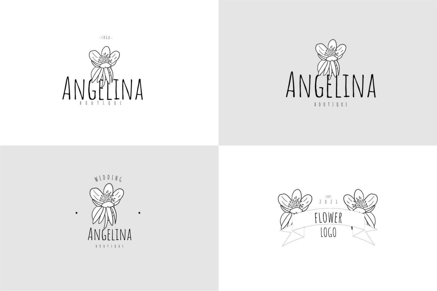 línea Arte minimalista flor logo paquete vector