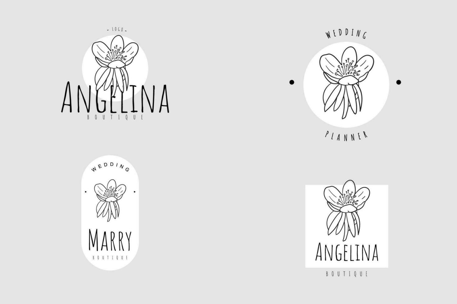 Line Art Minimalist Flower Logo Pack vector