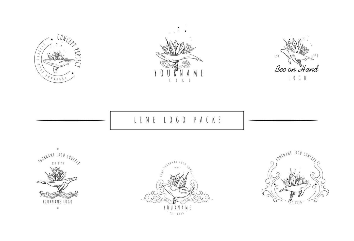 Handdrawn Minimlist Flower Logo Pack vector