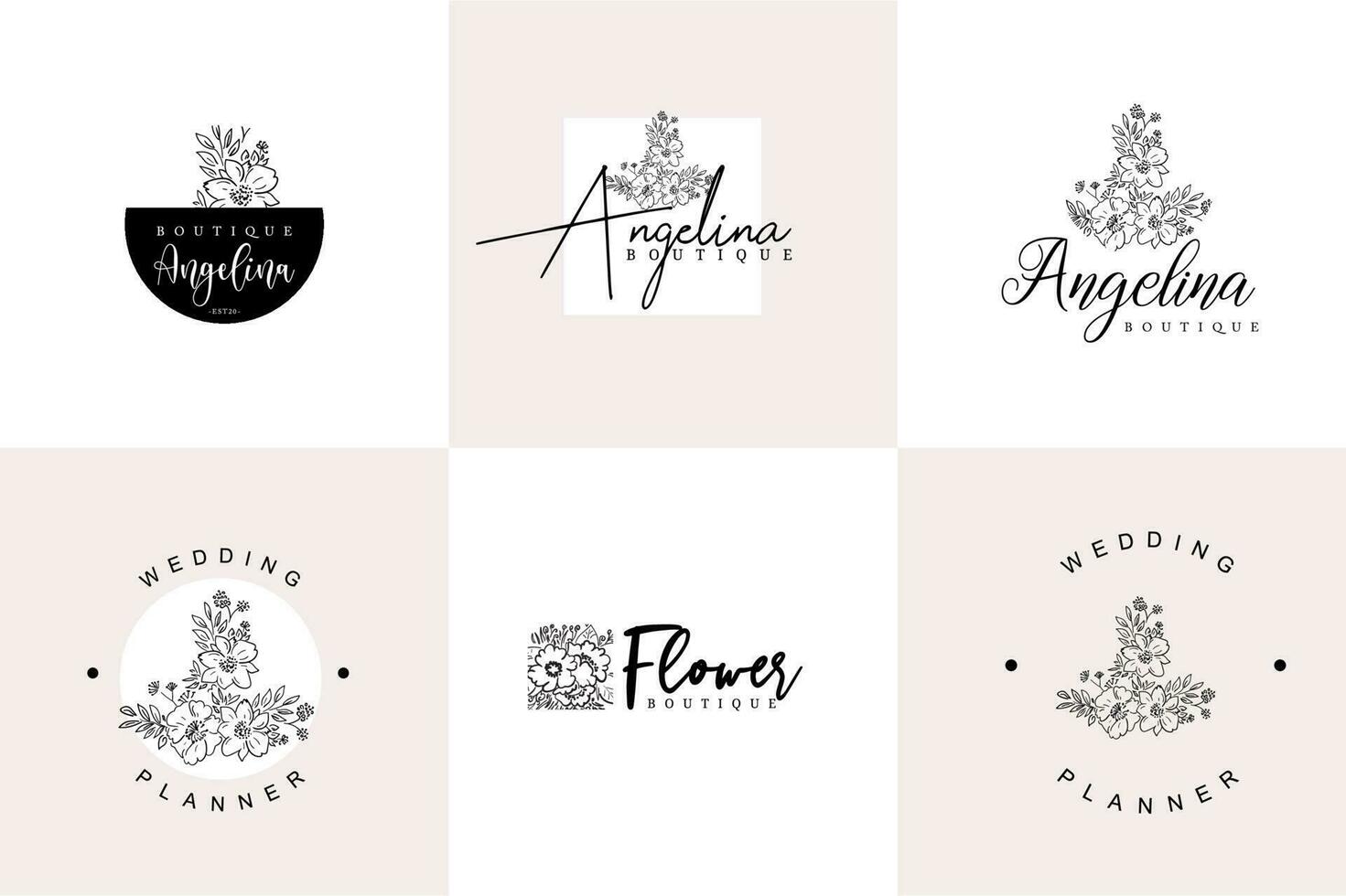 Line Art Minimalist Flower Logo Pack vector