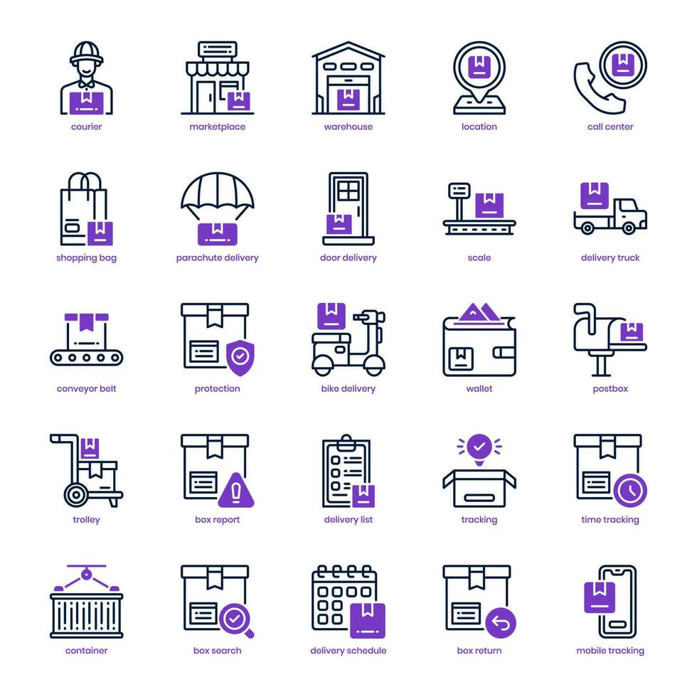 Shop Delivery icon pack for your website design, logo, app, and user interface. Shop Delivery icon mixed line and solid design. Vector graphics illustration and editable stroke.
