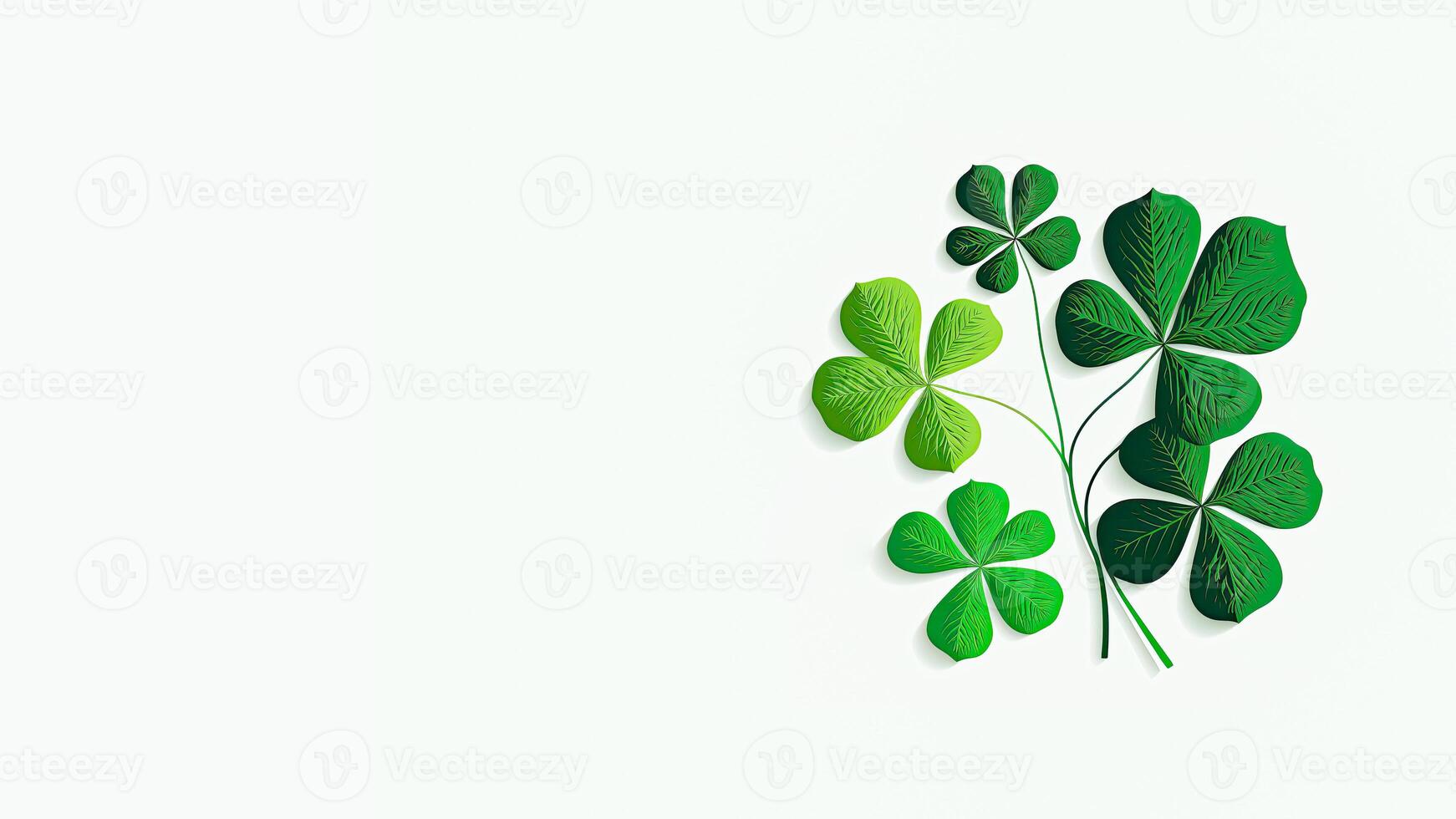 Green Clover Plant On White Background. St. Patrick's Day Concept. photo