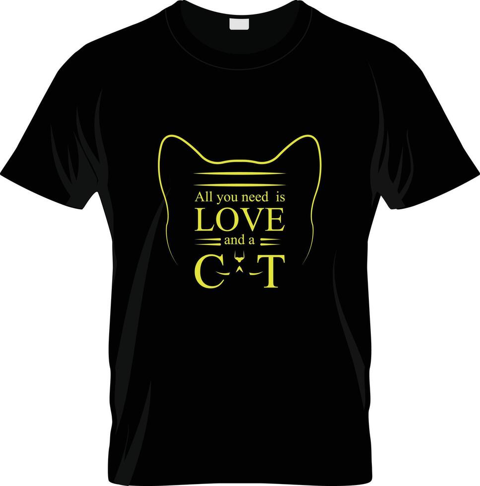 todas usted necesitar es amor y un gato - gato mamá t camisa diseño, mano dibujado Clásico ilustración con letras a mano y decoración elementos vector