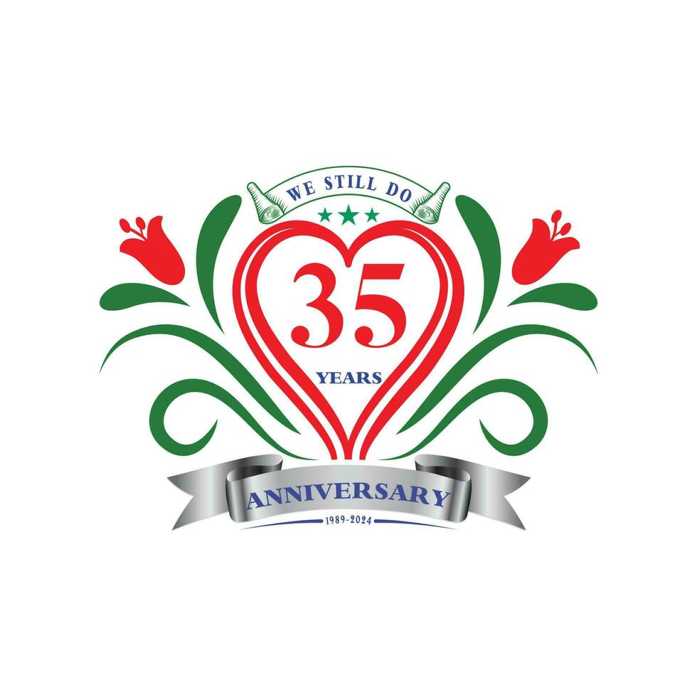 Anniversary T-Shirt Design and new red color heart symbol design vector