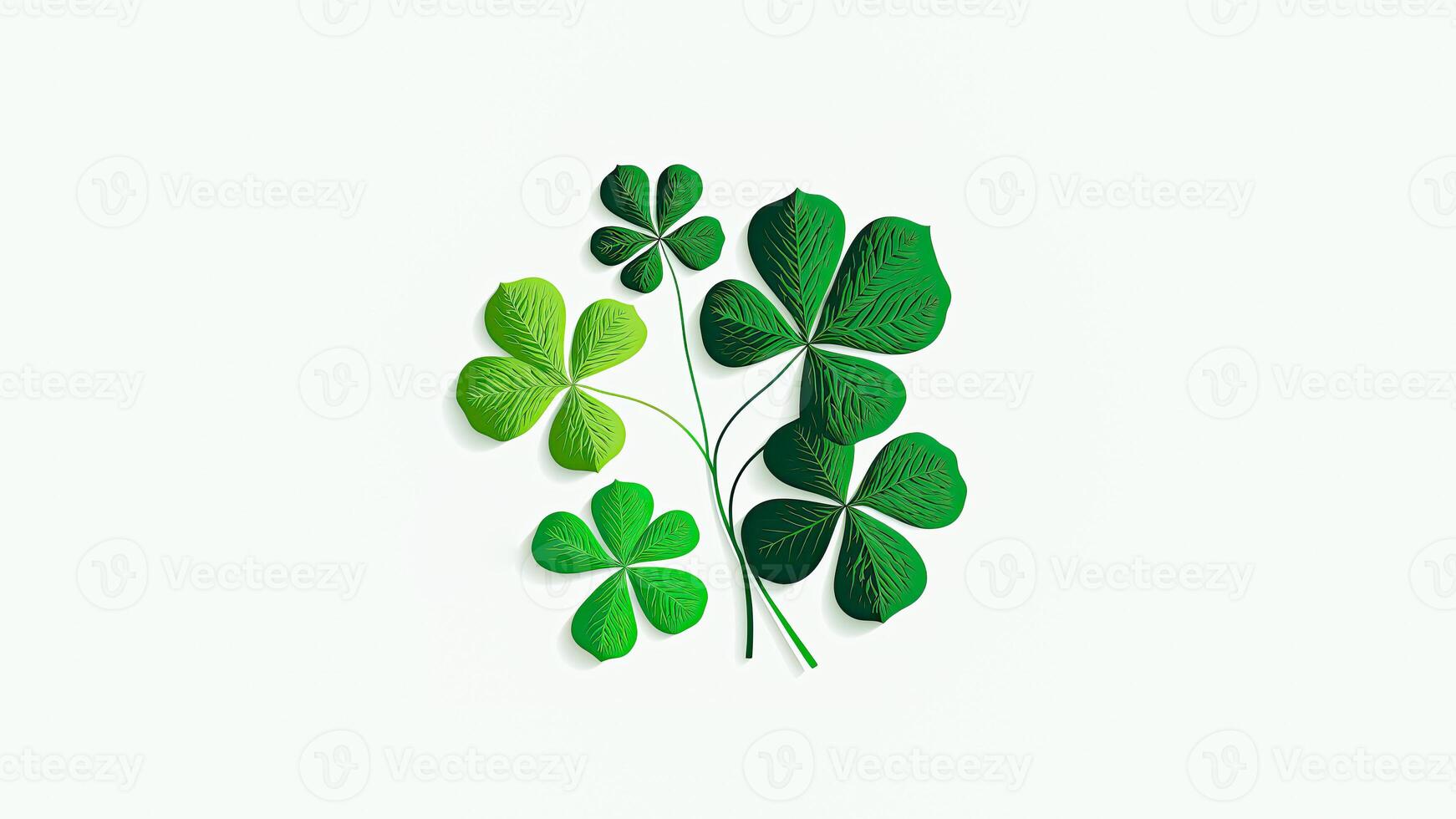 Green Clover Plant On White Background. St. Patrick's Day Concept. photo