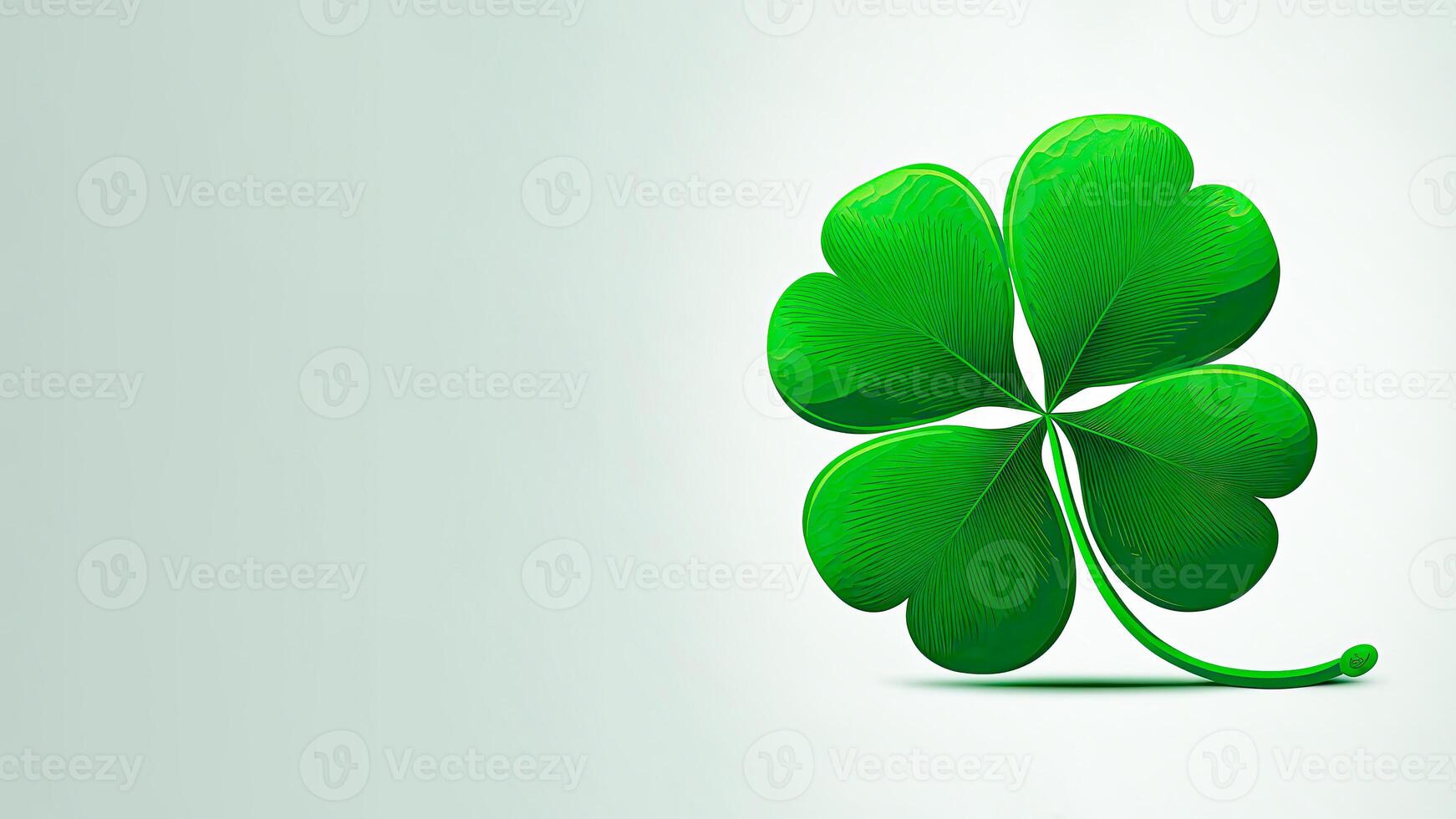 3D Render of Isolated Green Clover Leaf And Copy Space. St. Patrick's Day Concept. photo
