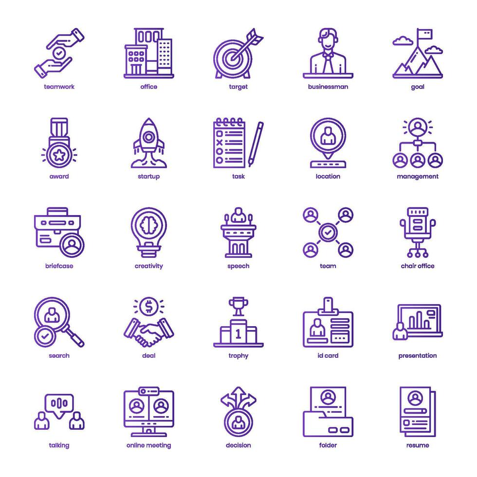 Teamwork icon pack for your website design, logo, app, and user interface. Teamwork icon basic line gradient design. Vector graphics illustration and editable stroke.