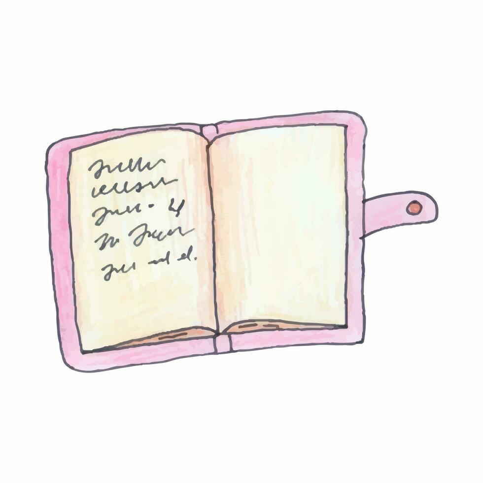 Hand-drawn vector illustration of diary. Notebook isolated on a white background