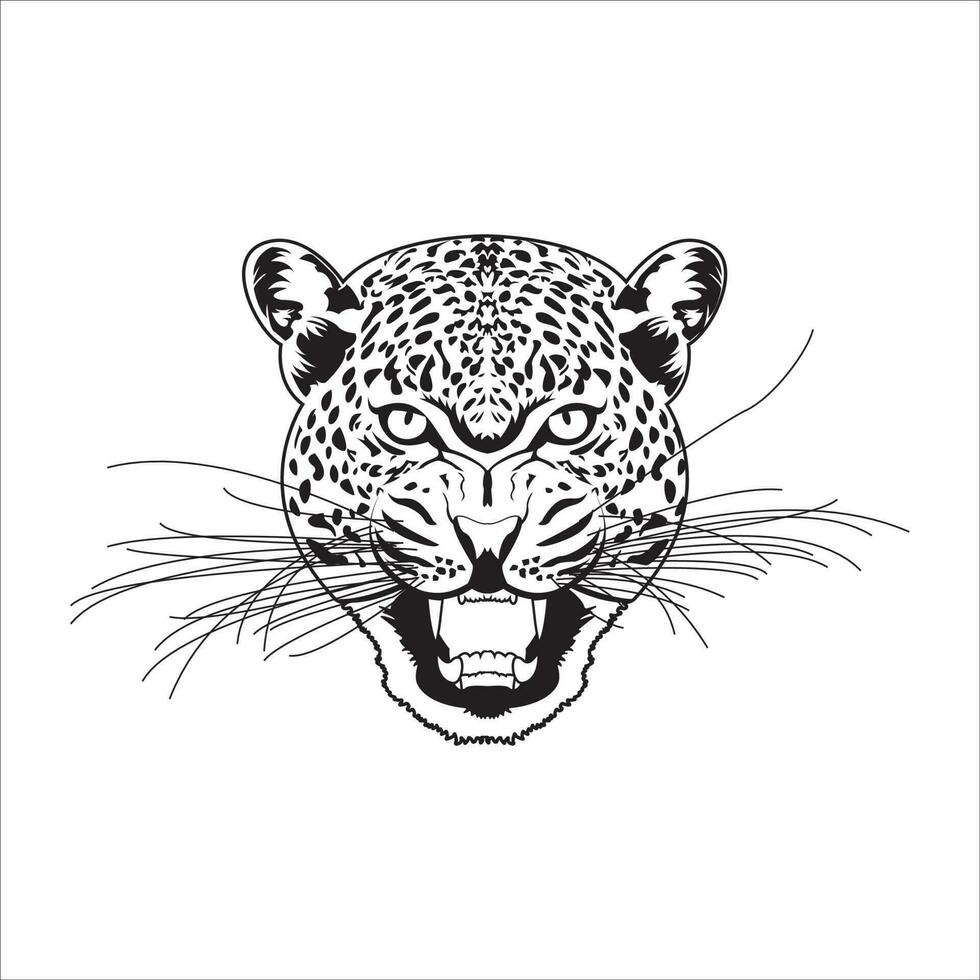 rugido leopardo cabeza, leopardo cabeza vector diseño inspiración