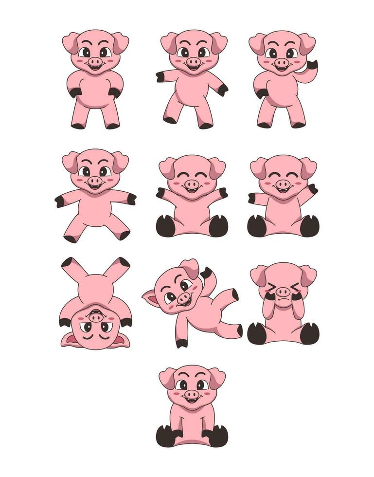 Cute Pig Cartoon Illustration vector