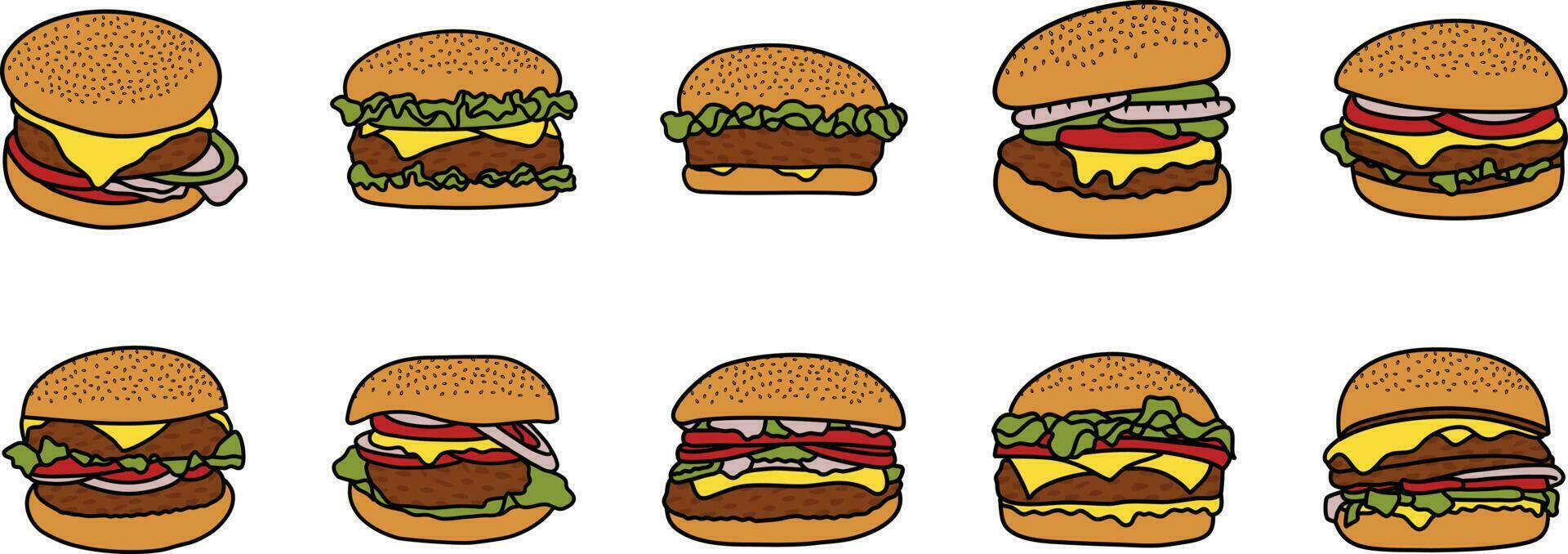 Beef Hamburger Illustration Design vector