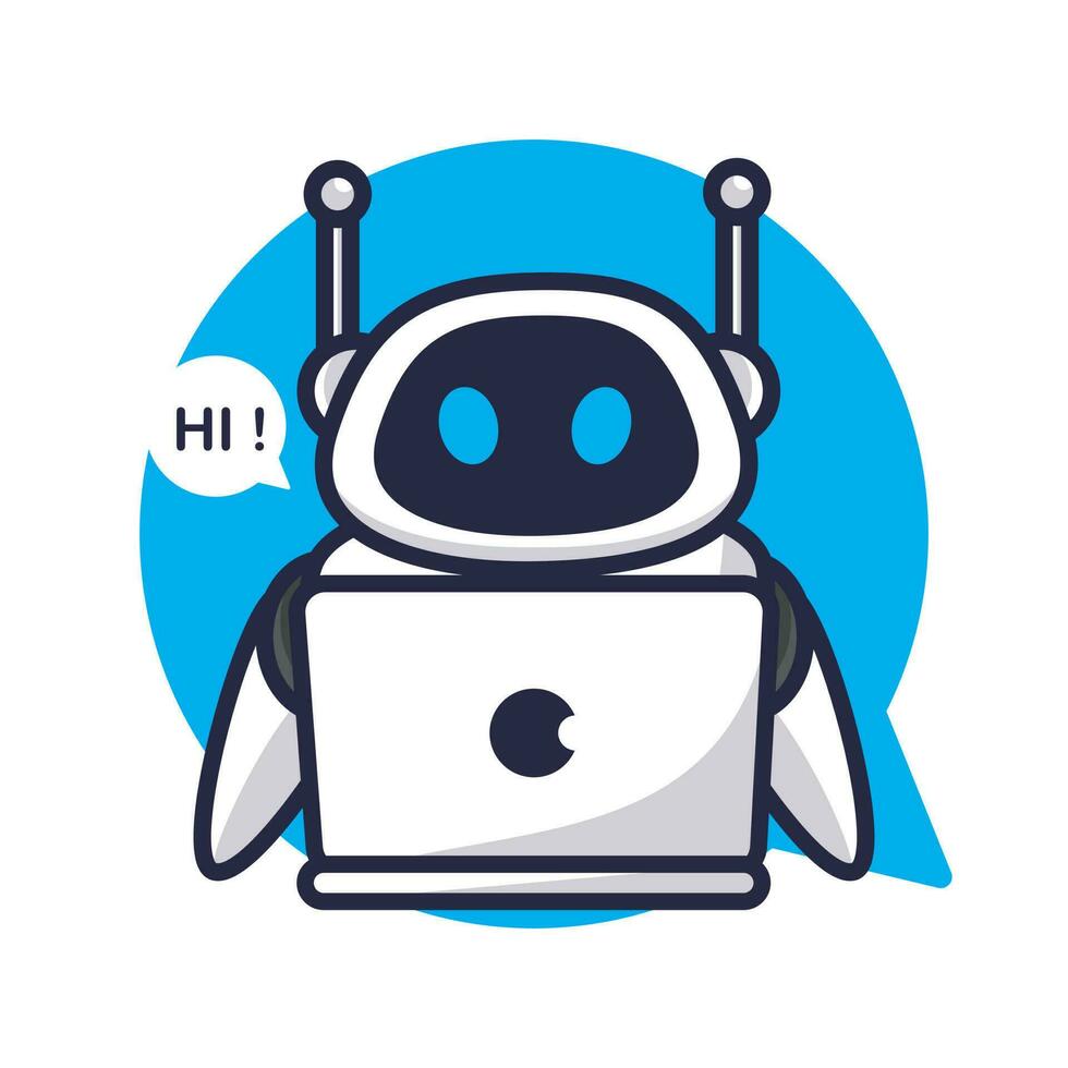 Robot chat smart ai Chatbot using laptop vector flat art 24122543 Vector Art at Vecteezy