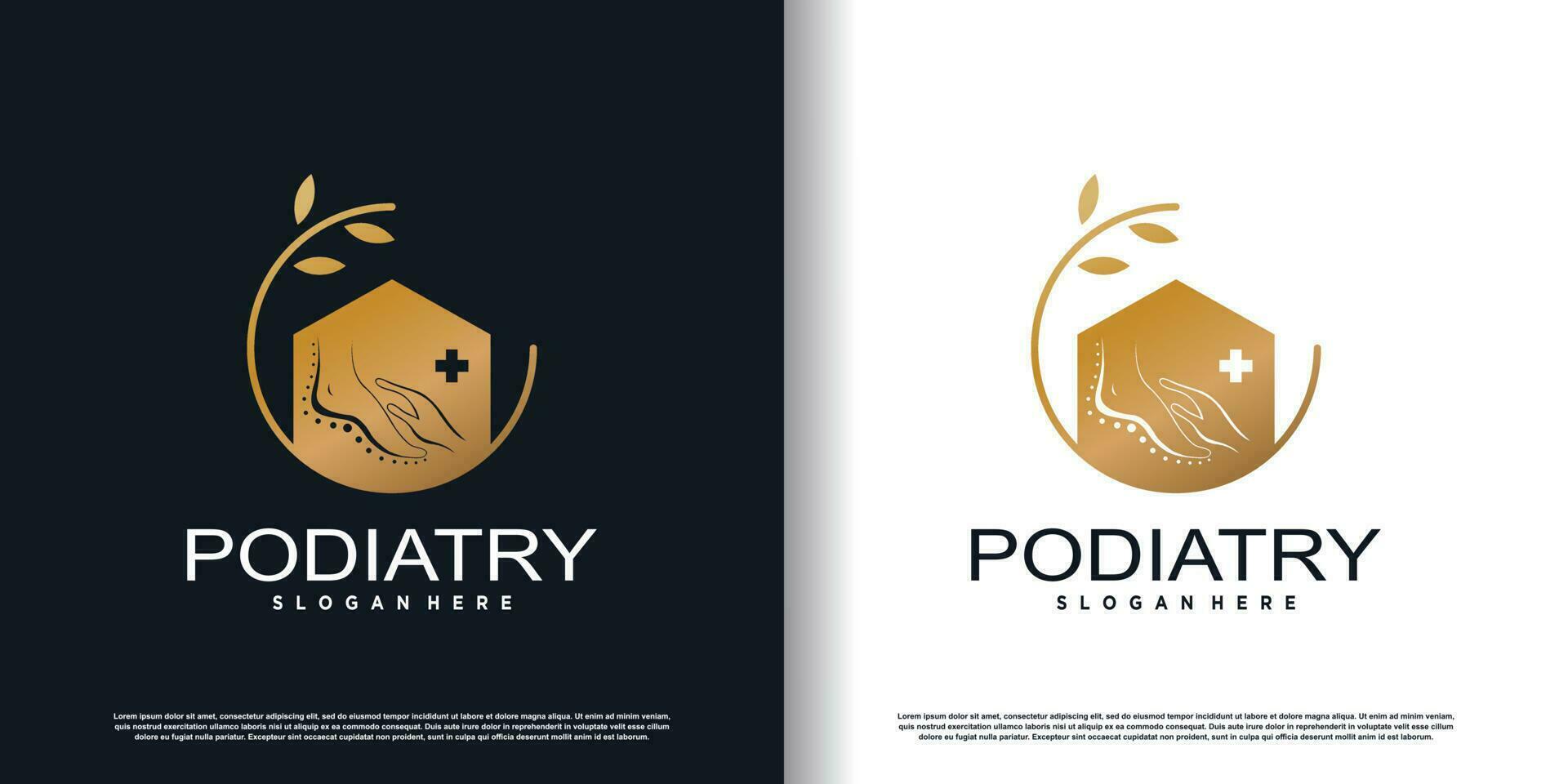 podiatry logo icon with creative concept design premium vector
