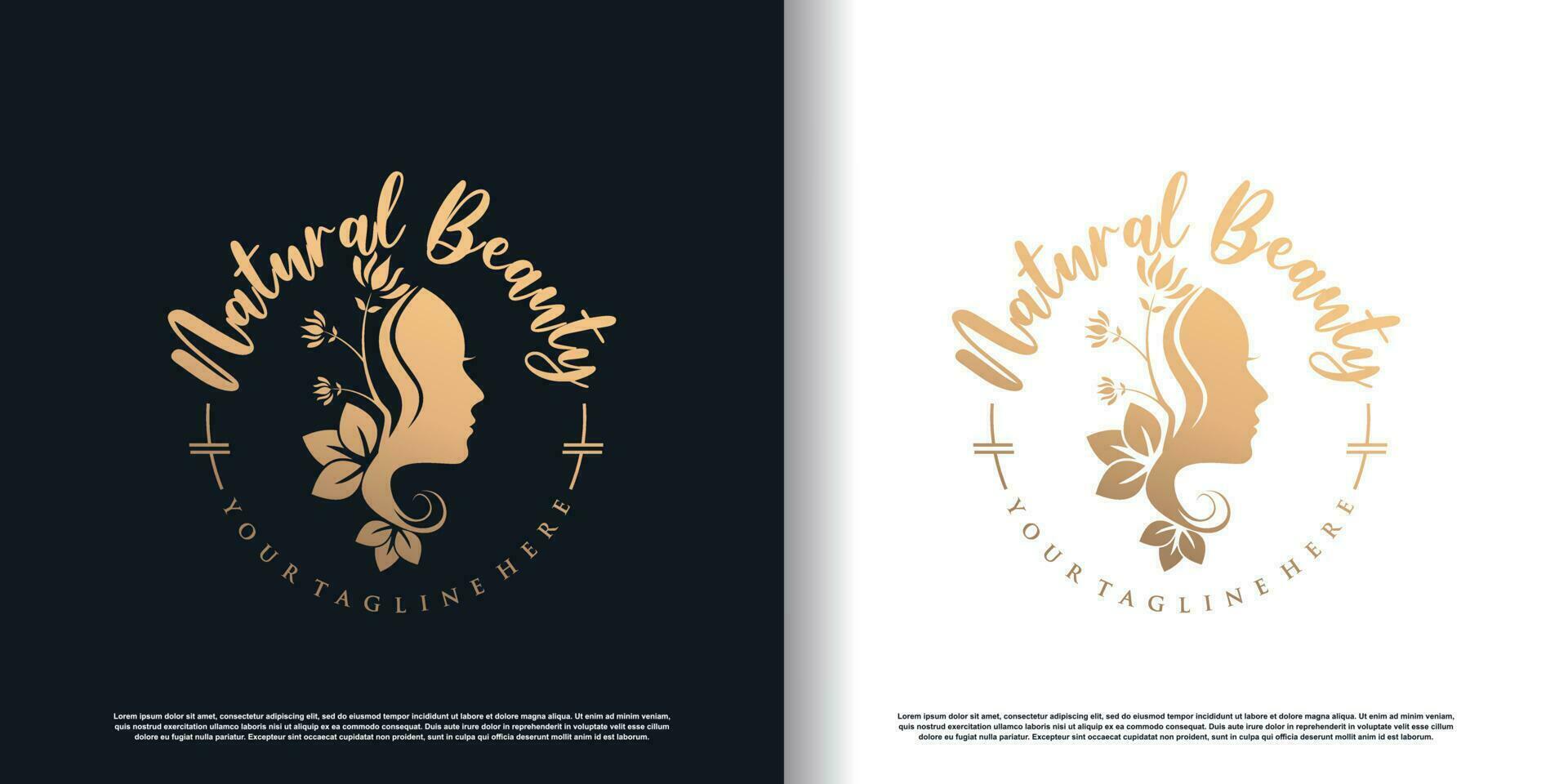 beauty women logo with creative unique concept premium vector