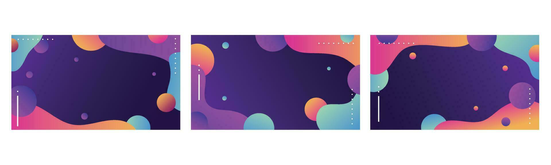 Collection fluid liquid poster and geometric background of dynamic shapes. Wallpaper gradient with liquid shape. Illustration colorful template banner with soft curve and wave. vector