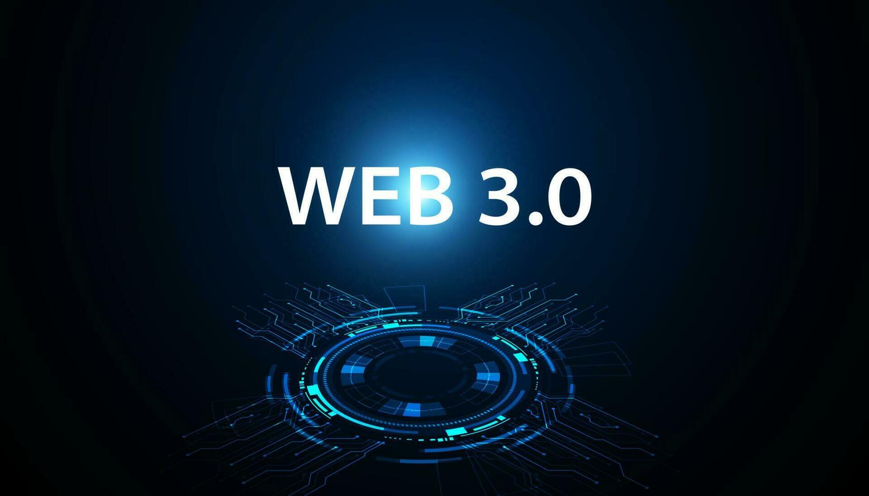 digital web 3.0 concepto. semántico web y ai algoritmos analizar, interpretar y evaluar datos tal como definitivamente, criptografía, nft, aplicaciones, inteligente contrato o blockchain en un hermosa azul antecedentes. vector