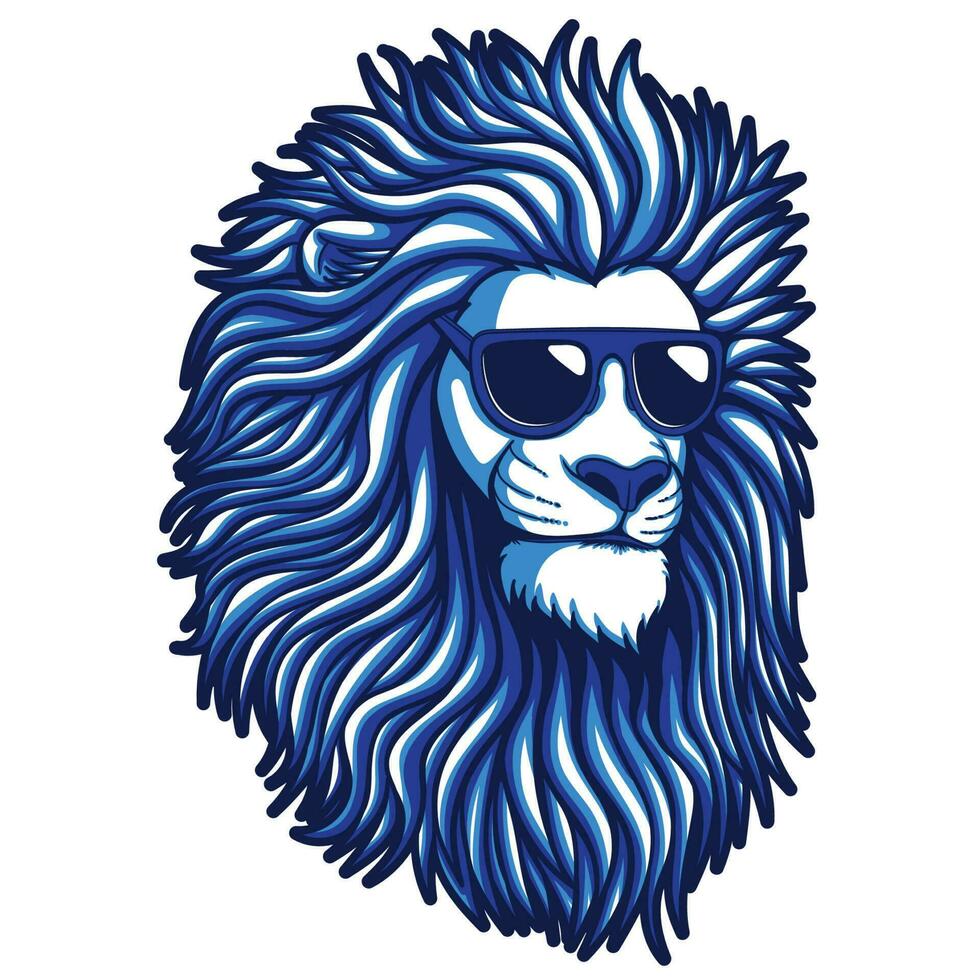 león azul piel vistiendo los anteojos vector ilustración