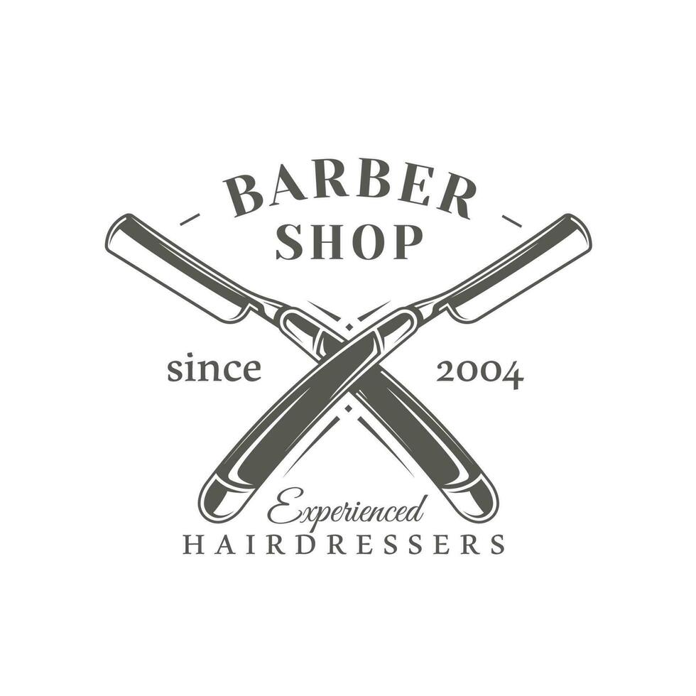 Barbershop label isolated on white background vector