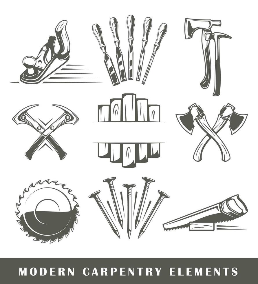 Modern carpentry tools isolated on white background vector