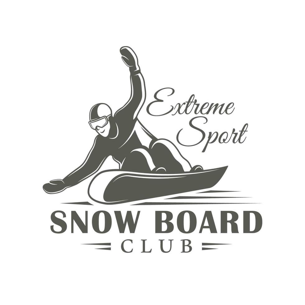 Vintage snowboarding label isolated on white background vector