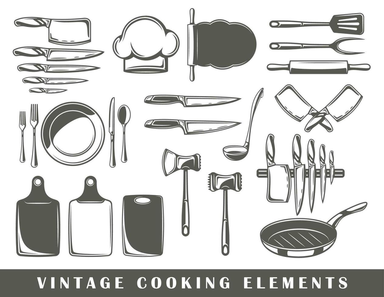 conjunto de elementos de el Cocinando aislado en blanco antecedentes vector
